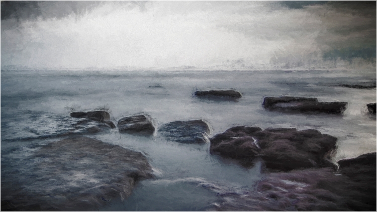 2018-06-05 club night at Dunraven Bay. Experiments with 'painterly' effects in processing. I'm trying to get something of a Turner painting style here.
